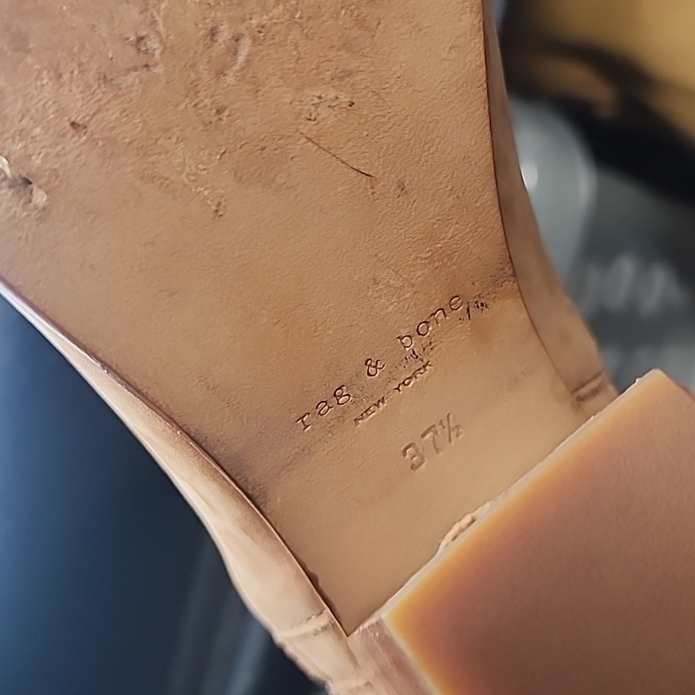 RAG & BONE Camel Nubuck Suede Double Zippered Ankle Boots w/Western Style Heel - Picture 5 of 7
